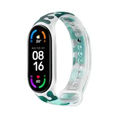 GENERICO - Correa Compatible Con Xiaomi Mi Band 5 y 6 Camuflado Transparente Verde