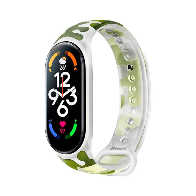 Correa Compatible Con Xiaomi Mi Band 7 Camuflado Transparente Verde Militar