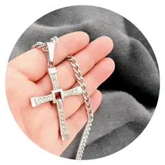 GENERICO - Collar Cruz Toretto Acero Quirúrgico Natural