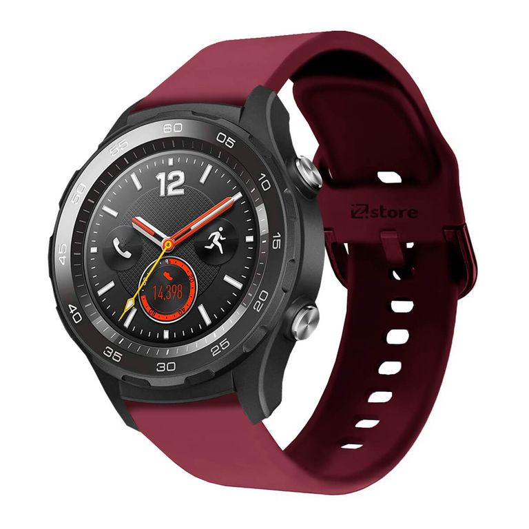 Correa Compatible Con Huawei Watch 2 Vino Rojo Hebilla 20mm