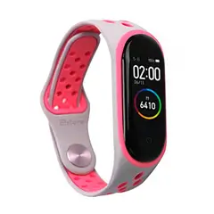 GENERICO - Correa Compatible Con Xiaomi Mi Band 4 y 3 Dualcolor Gris-Rosado