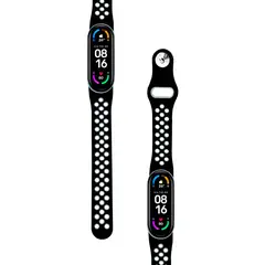 GENERICO - Correa Compatible Con Xiaomi Mi Band 5 y 6 Dualcolor Negro-Gris
