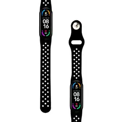 GENERICO - Correa Compatible Con Xiaomi Mi Band 5 y 6 Dualcolor Negro-Negro