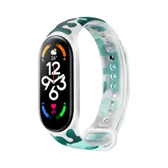 GENERICO - Correa Compatible Con Xiaomi Mi Band 7 Camuflado Transparente Verde