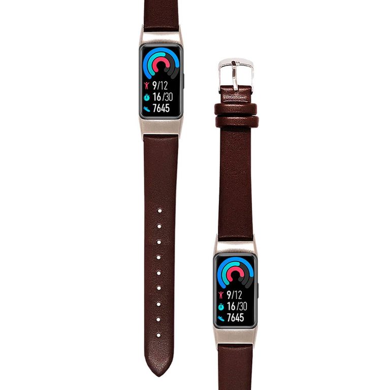 Correa De Cuero Compatible Con Huawei Band 6 Marron
