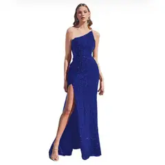 BLWOENS - Vestido Midi Lentejuelas Un Hombro