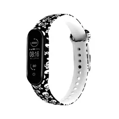 GENERICO - Correa Compatible Con Xiaomi Mi Band 3 y 4 Minimalista Calavera