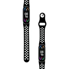 GENERICO - Correa Compatible Con Xiaomi Mi Band 5 y 6 Dualcolor Negro-Gris