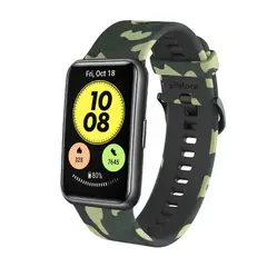 GENERICO - Correa Compatible Con Huawei Watch Fit 2 Camuflado Verde