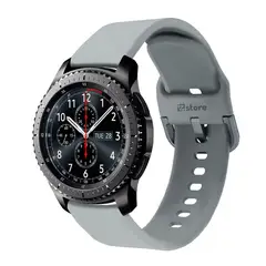 GENERICO - Correa Compatible Con Samsung Gear S3 Clasico Gris Hebilla 22mm