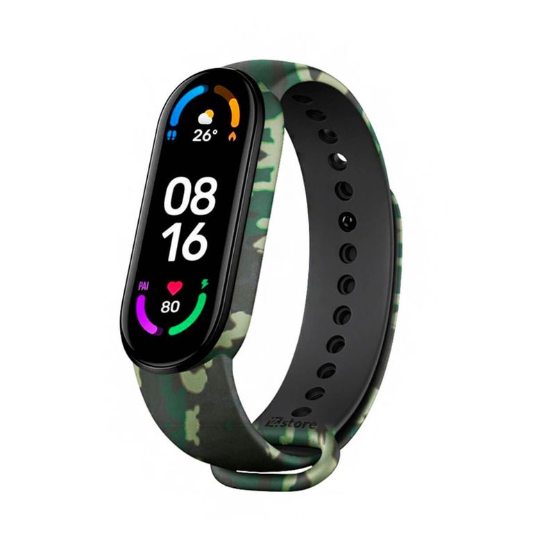 Correa Compatible Con Xiaomi Mi Band 5 y 6 Camuflada Verde