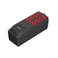GAMBYTE - ESTABILIZADOR 1200VA 8 TOMAS 2 PUERTO USB, FRECUENCIA 60HZ