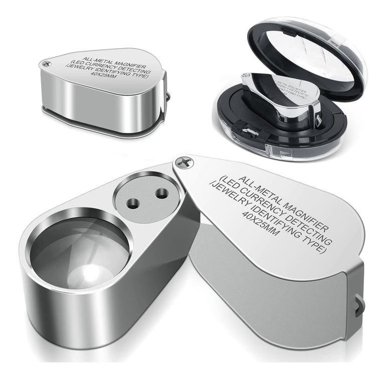 Lupa 40x 25mm lupa entomológica metálica con luz led
