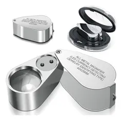 GENERICO - Lupa 40x 25mm lupa entomológica metálica con luz led