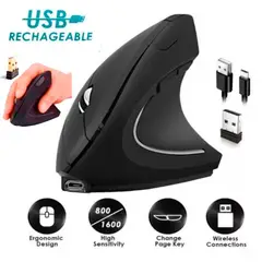 IMPORTADO MC - Mouse Vertical Recargable Inalambrico Ergonomico 2.4Ghz, USB 3.0