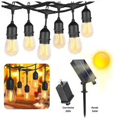 SEISA - Guirnaldas 20 Focos Led 10 metros Para Decoración DUAL SOLAR