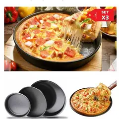 GENERICO - Molde para pizza kit de 3 piezas antiadherente calidad