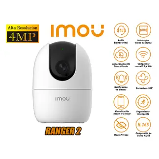IMOU - Cámara de Seguridad Wi-Fi RANGER 2 Gira 360º 4MP Inteligente