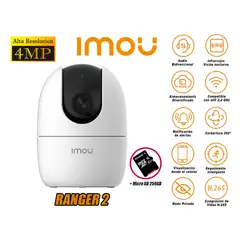 IMOU - Cámara de Seguridad Wi-Fi RANGER 2 4MP Gira 360 Audio 2 vías SD 256GB