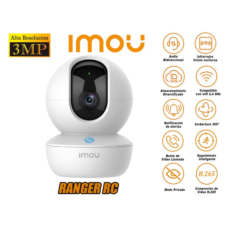 Cámara de Seguridad Wi-Fi RANGER RC 3MP Gira 360 Audio Bidireccional