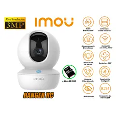 IMOU - Cámara de Seguridad Wi-Fi RANGER RC Gira 360º 3MP + Micro SD 32GB