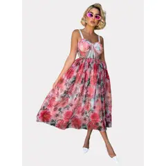 GENERICO - Vestido Hortensia - Diseño de corset con varillas floreado