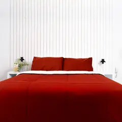 COBITEX HOME - Edredón 2 plazas rojo con reversible de corderito cobitex 100 algodón