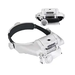 GENERICO - Lupa Lente Visera De Cabeza Con Luz Led + 5 Lentes