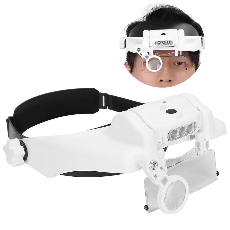 Lupa Visera De Cabeza Con Luz Led + 5 Lentes De Aumento