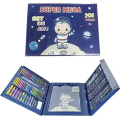 GENERICO - MEGA SET DE ARTE 208 PZ AZUL ASTRONAUTA