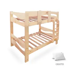 GENERICO - Camarote 1 Plaza 1/2 Ambos Pisos Madera Pino Ballenita + Almohada