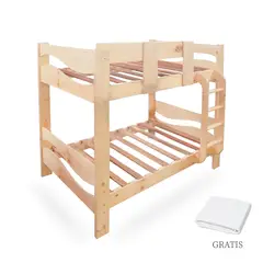 GENERICO - Camarote 1 Plaza 1/2 Ambos Pisos Madera Pino Ballenita + Sabana