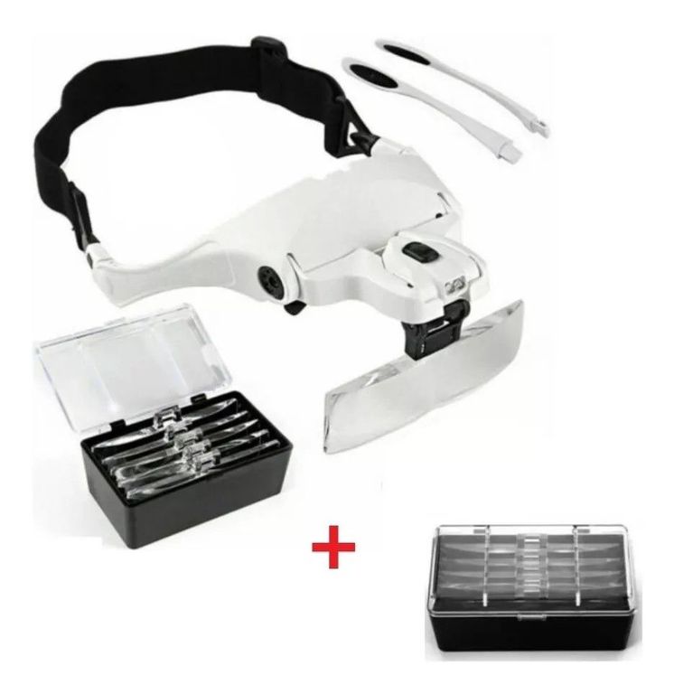 Lupa De Cabeza con Luz Led + 5 Medidas de Repuesto Intercambiables