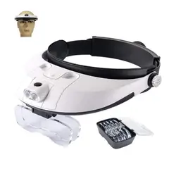 GENERICO - Lupa Visera De Cabeza Con Luz Led y 5 Medidas de Aumento