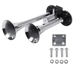 GENERICO - Claxon de Aire 12/24V 2 Cornetas Cromado