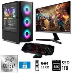 INTEL - Computadora PC Core i7-10TH + RAM 16GB +DISCO SSD 1TB+ MONITOR 27 FHD