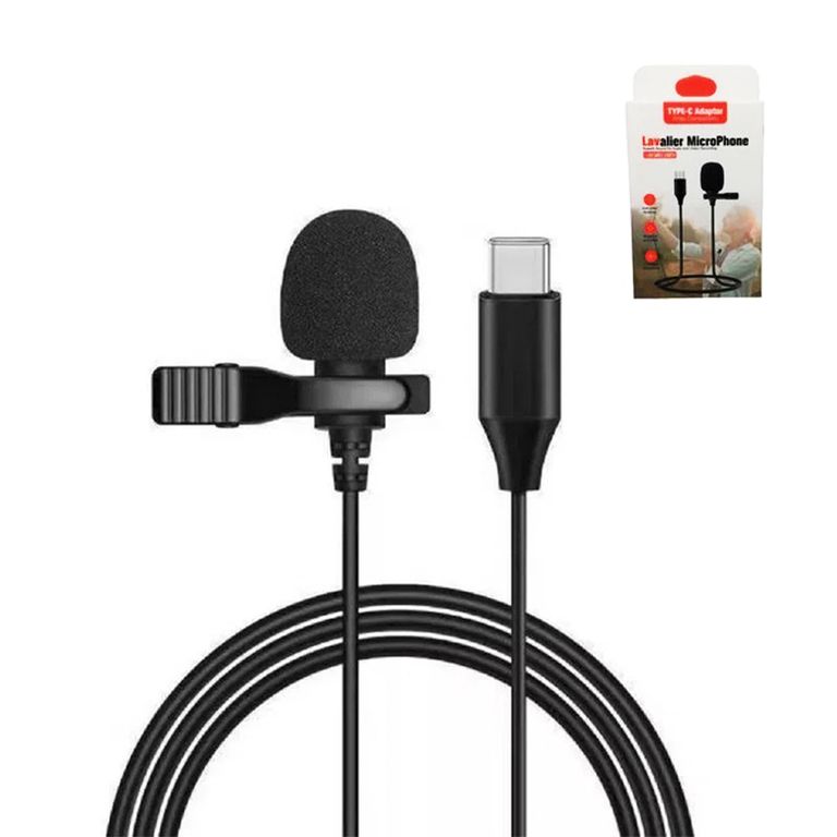 Micrófono Solapero Lavalier Tipo C para Celular y Laptops con Gancho