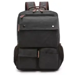 GENERICO - Mochila de -Tela lonar gris varios compartimiento viajero-estudiante