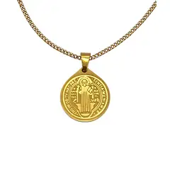 GENERICO - Collar Medalla de San Benito en Acero 316L - Protección y Estilo