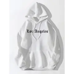PEACE AND LOVE - Polera con Capucha Blanca Mujer Los Angeles