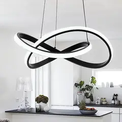 GENERICO - Lámpara Infinito moderna con anillo irregular con luces LED - Negro