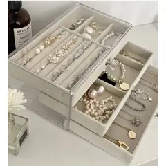 GENERICO - Joyero Organizador De Joyas Cofre Pulseras Relojes 3 Niveles