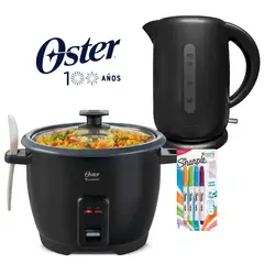 OSTER - Kit Hervidor Eléctrico BVSTKT3101 mas arrocera CKSTRCB10DFBLK