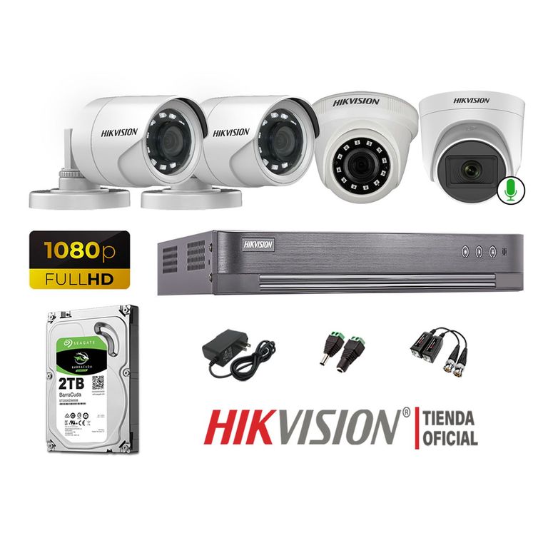 Kit 4 Cámaras Seguridad Full Hd 1 Cámara Micrófono Disco 2TB