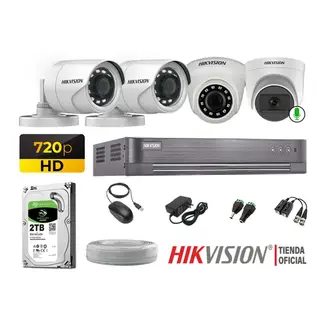 HIKVISION - Kit 4 Cámaras Seguridad Hd Disco 1TB 1 Cámara Con Microfono
