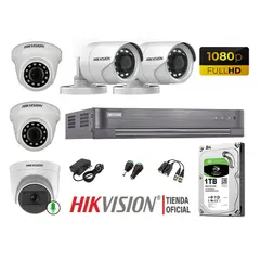 HIKVISION - Kit 5 Cámaras Seguridad Fhd 1 Cámara Micrófono Disco 1TB