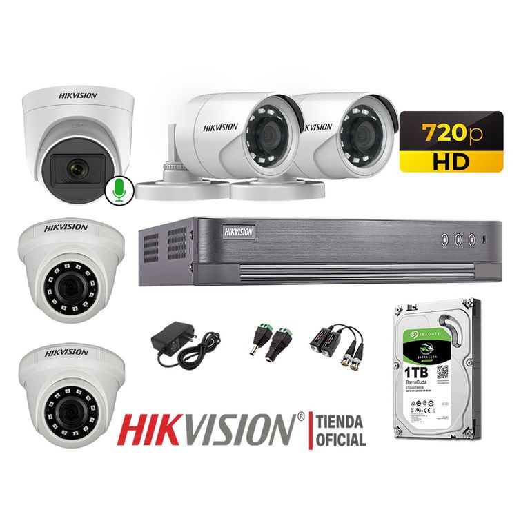 Kit 5 Cámaras Seguridad Hd 720p 1 Cámara Micrófono Disco 1TB