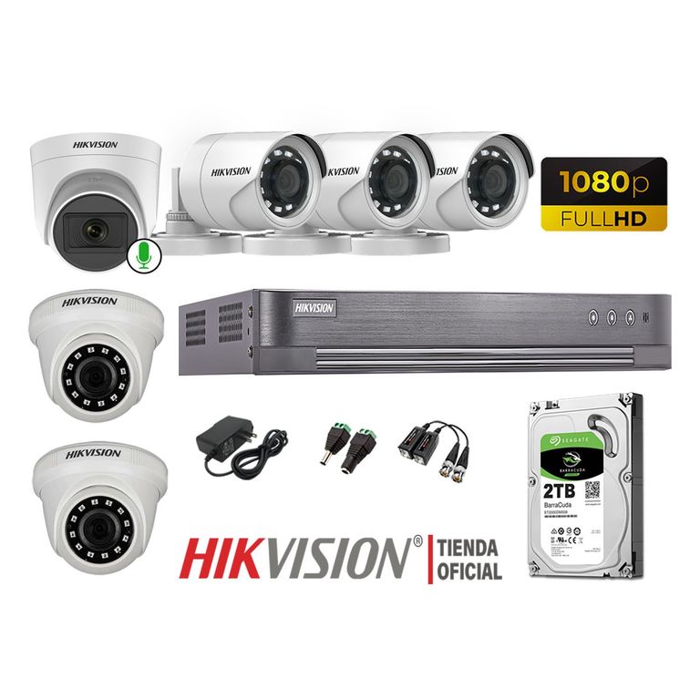 Kit 6 Cámaras Seguridad Full Hd 1 Cámara Micrófono Disco 2TB