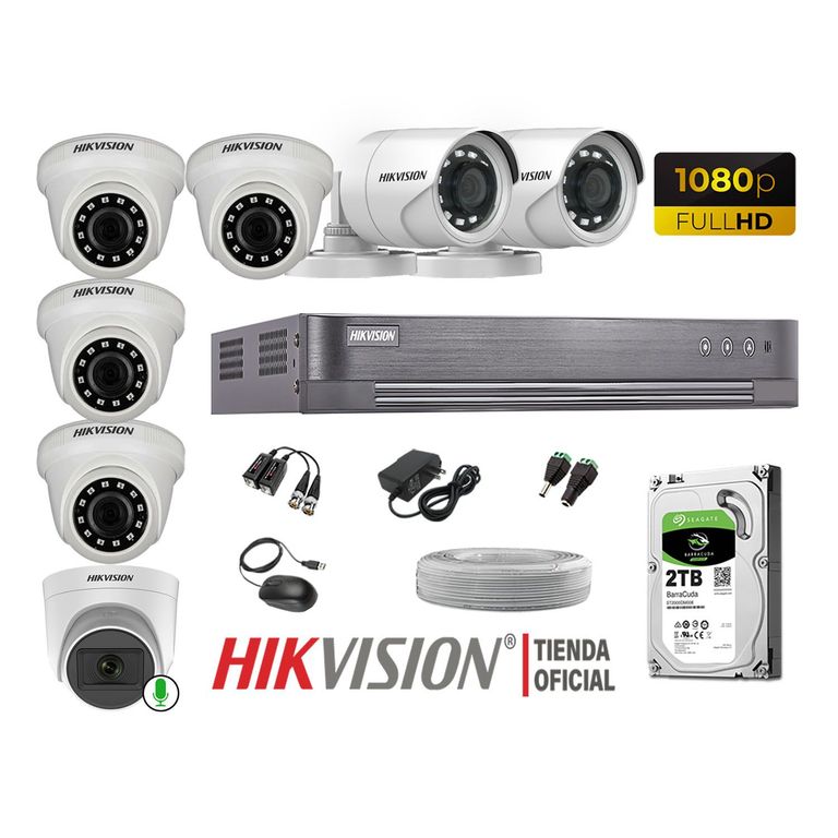 Kit 7 Cámaras Seguridad Full Hd 1 Cámara Micrófono Disco 2TB