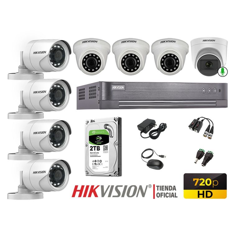 Kit 8 Cámaras Seguridad Hd 720P Disco 2TB 1 Cámara Micrófono